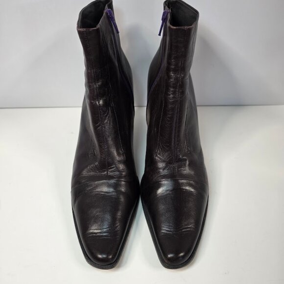 Jil Sander Burgundy Leather Ankle Boots size 41 US-9.5 - Picture 2 of 12